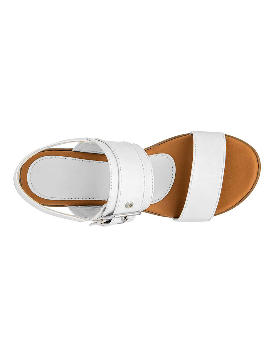 Sandalia con Tacón Exterior Piel sintética Color Blanco Para Mujer De RBBASICS