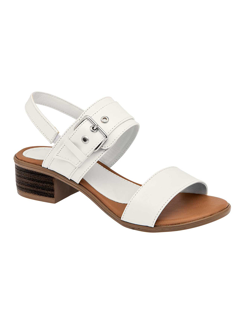 Sandalia con Tacón Exterior Piel sintética Color Blanco Para Mujer De RBBASICS