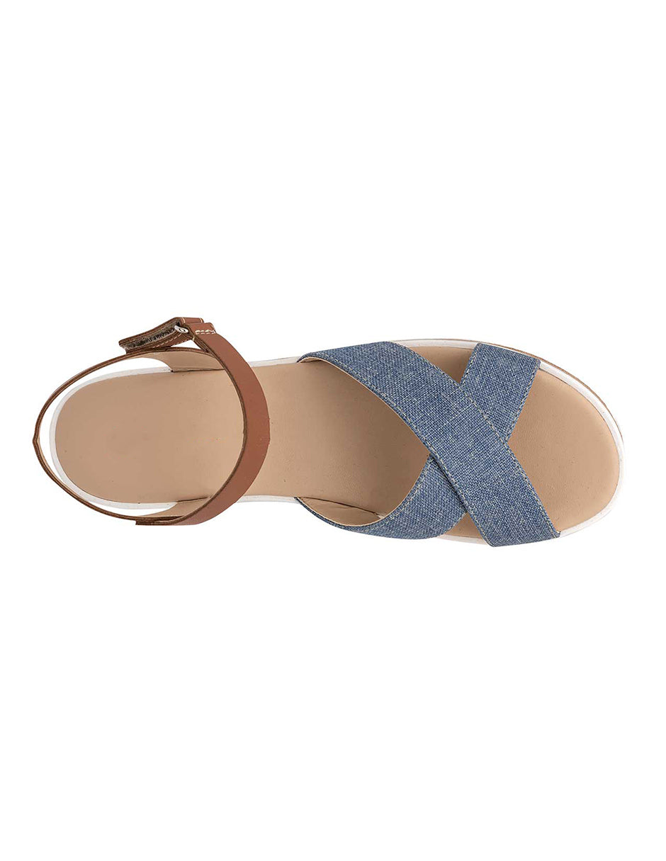 Sandalias de piso Exterior Textil Color Azul Para Mujer De RBCOLLECTION