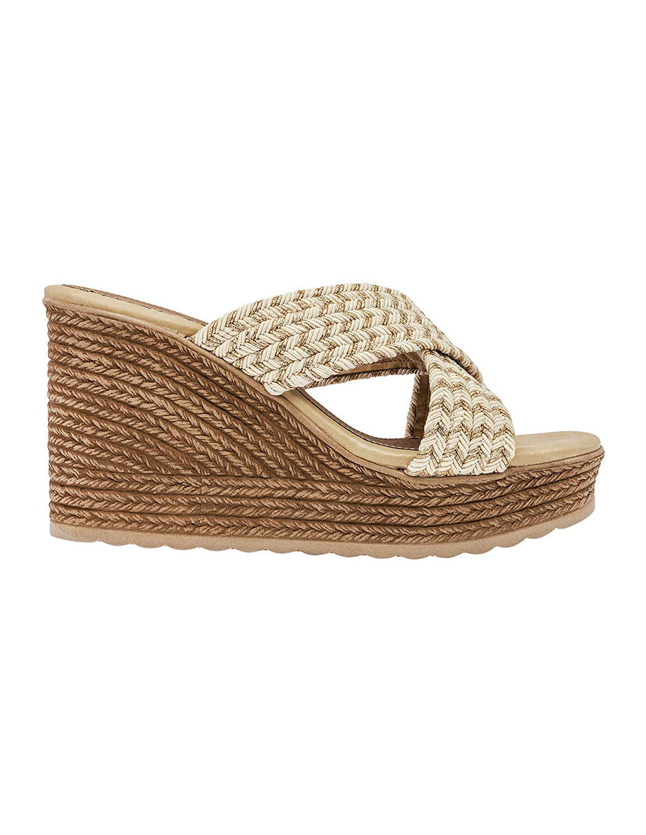 Sandalias con plataforma Exterior Textil Color Beige Para Mujer De RBCOLLECTION