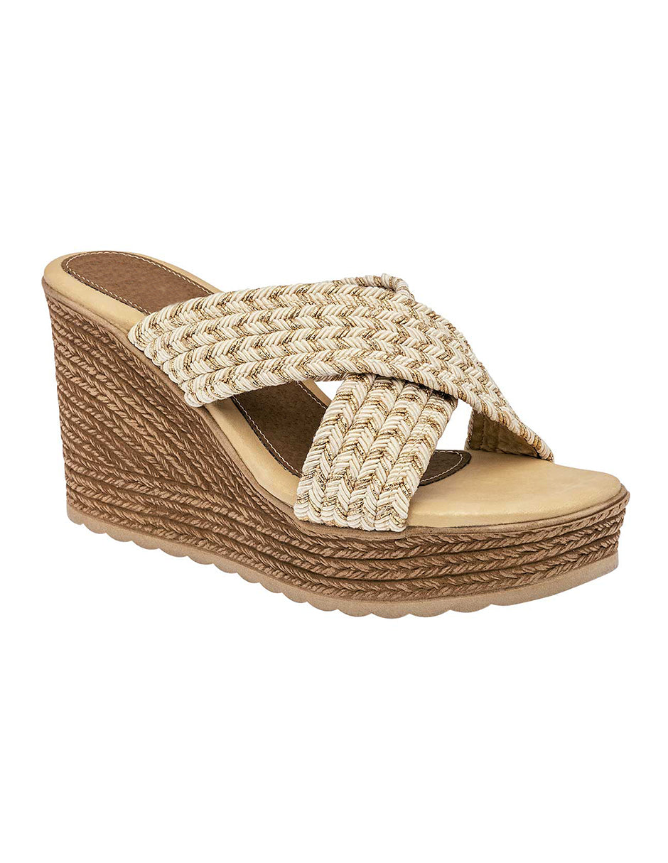 Sandalias con plataforma Exterior Textil Color Beige Para Mujer De RBCOLLECTION