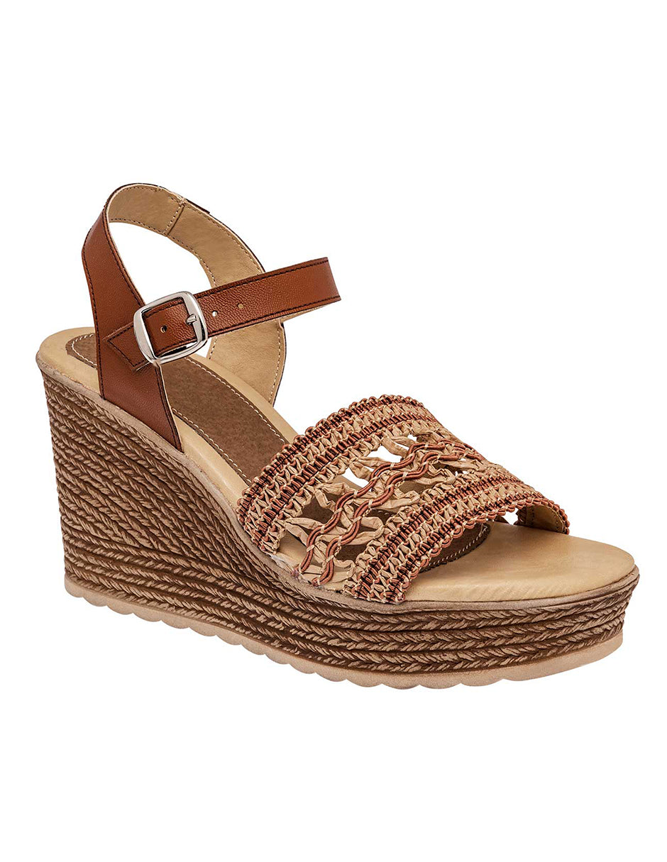 Sandalias con plataforma Exterior Textil Color Café Con Beige Para Mujer De RBCOLLECTION