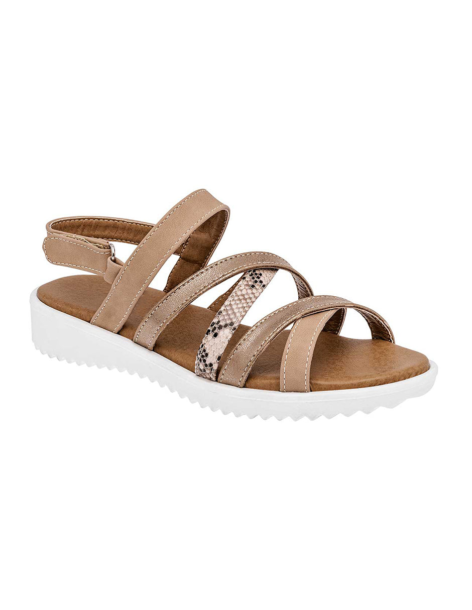 Sandalias de piso Exterior Piel sintética Color Beige Para Mujer De RBCOLLECTION