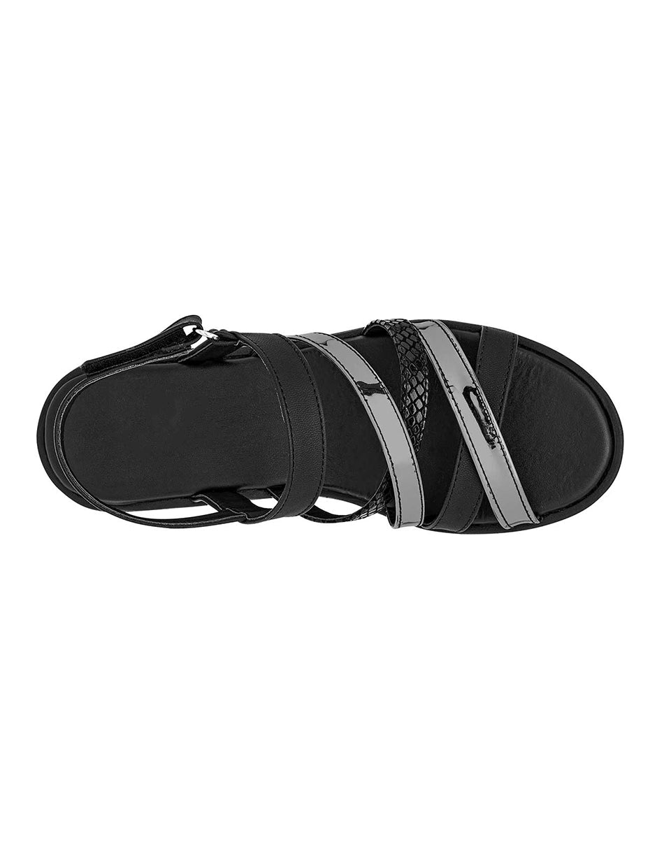 Sandalias de piso Exterior Piel sintética Color Negro Con Plata Para Mujer De RBCOLLECTION