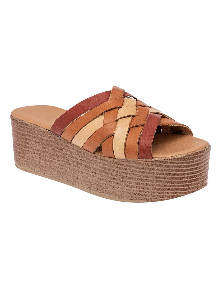 Sandalias con plataforma Exterior Piel sintética Color Camel Para Mujer De RBCOLLECTION