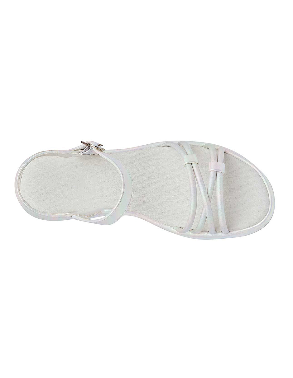 Sandalias de piso Exterior Piel sintética Color Blanco Nacar Para Mujer De RBCOLLECTION