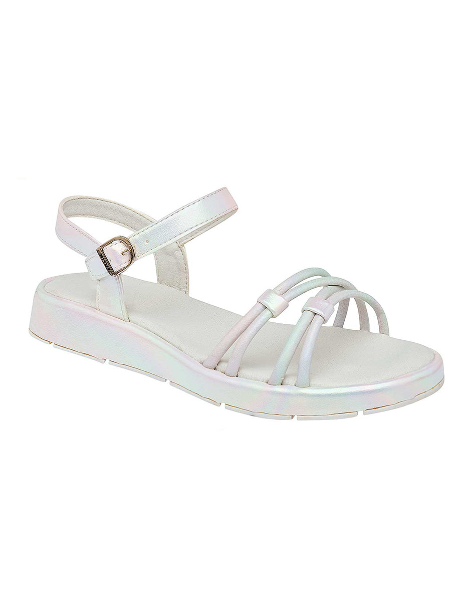 Sandalias de piso Exterior Piel sintética Color Blanco Nacar Para Mujer De RBCOLLECTION