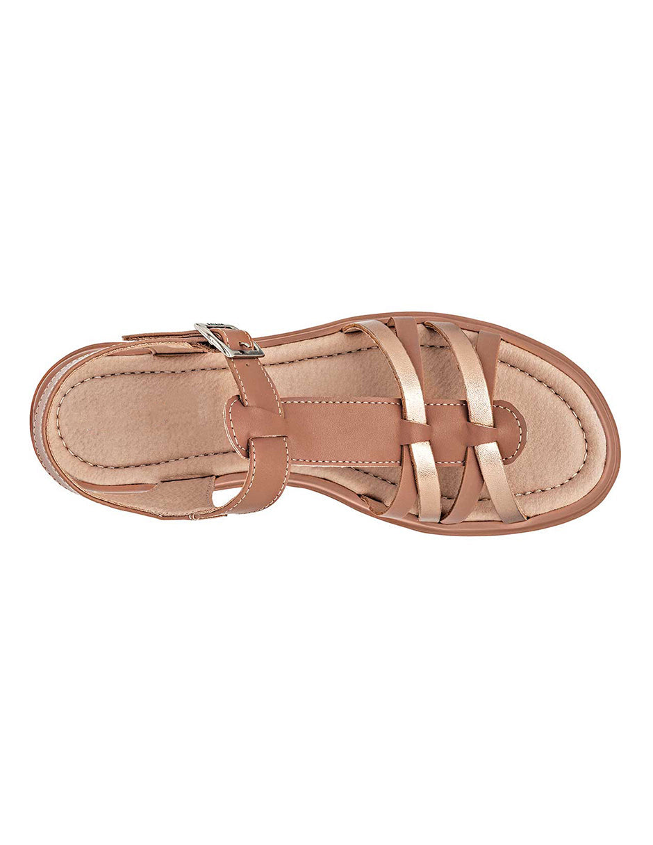 Sandalias de piso Exterior Piel sintética Color Camel Para Mujer De RBCOLLECTION