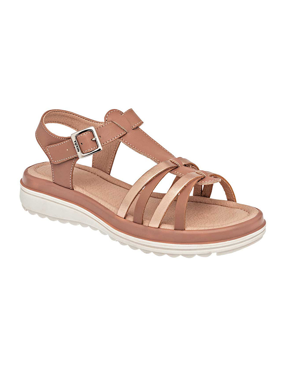 Sandalias de piso Exterior Piel sintética Color Camel Para Mujer De RBCOLLECTION