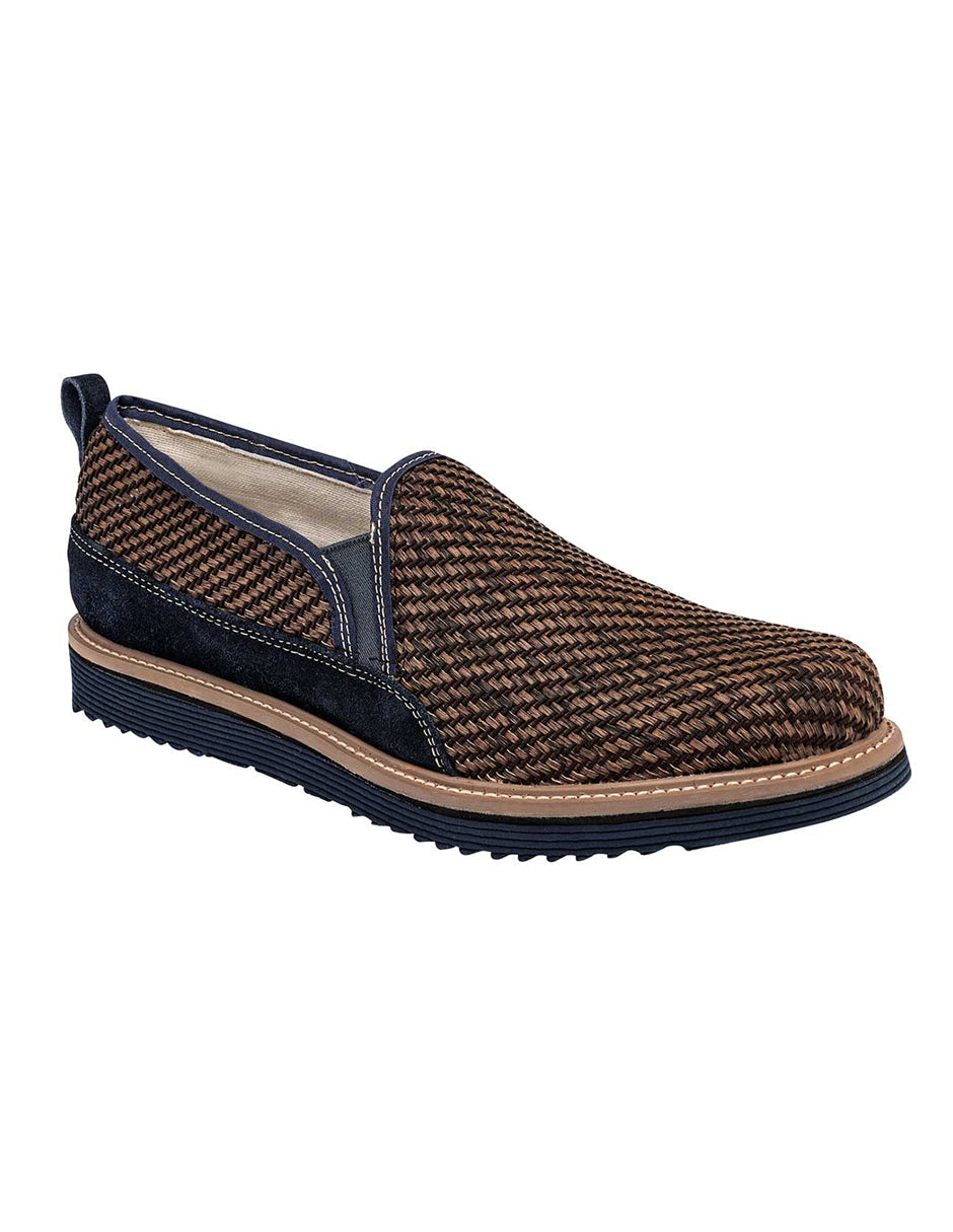 Mocasines Exterior Textil Color Café Con Marino Para Hombre De RBCOLLECTION