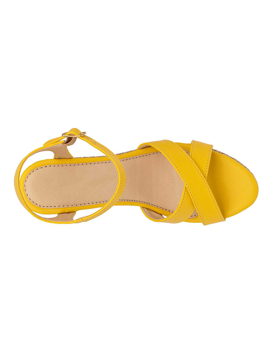 Sandalias con plataforma Exterior Piel sintética Color Amarillo Para Mujer De RBCOLLECTION