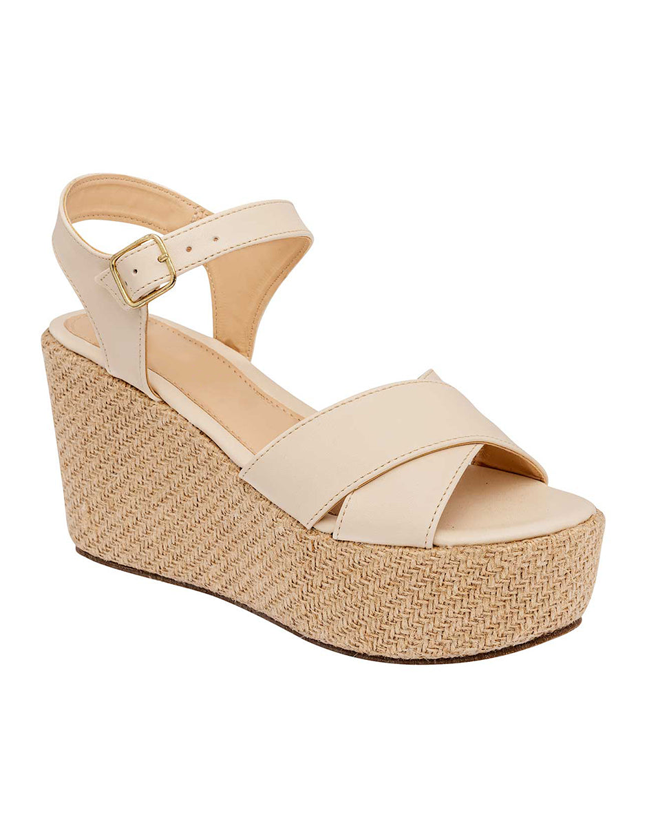 Sandalias con plataforma Exterior Piel sintética Color Beige  Para Mujer De RBCOLLECTION