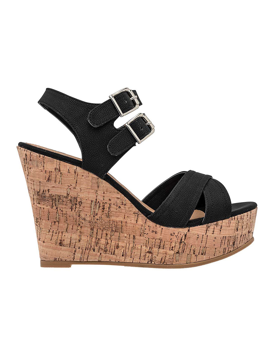 Sandalias con plataforma Exterior Piel sintética Color Negro Para Mujer De RBCOLLECTION