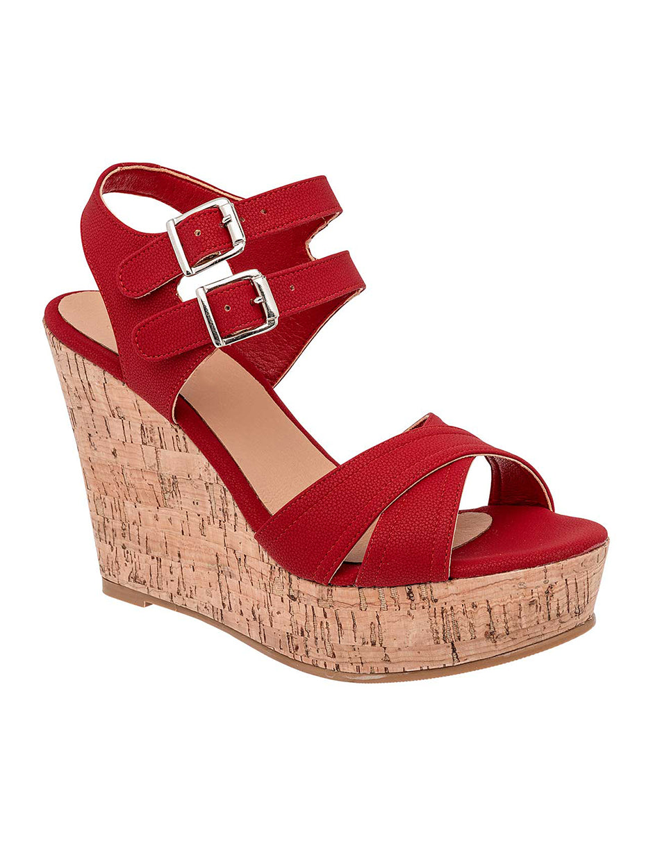 Sandalias con plataforma Exterior Piel sintética Color Rojo Para Mujer De RBCOLLECTION