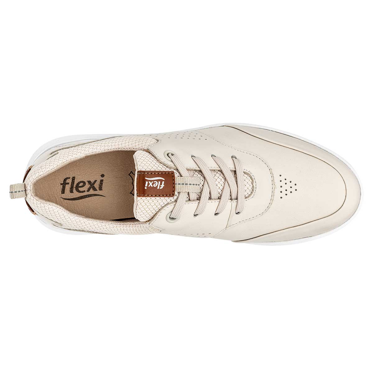 Zapato Confort Exterior Piel Color Beige  Para Mujer De Flexi