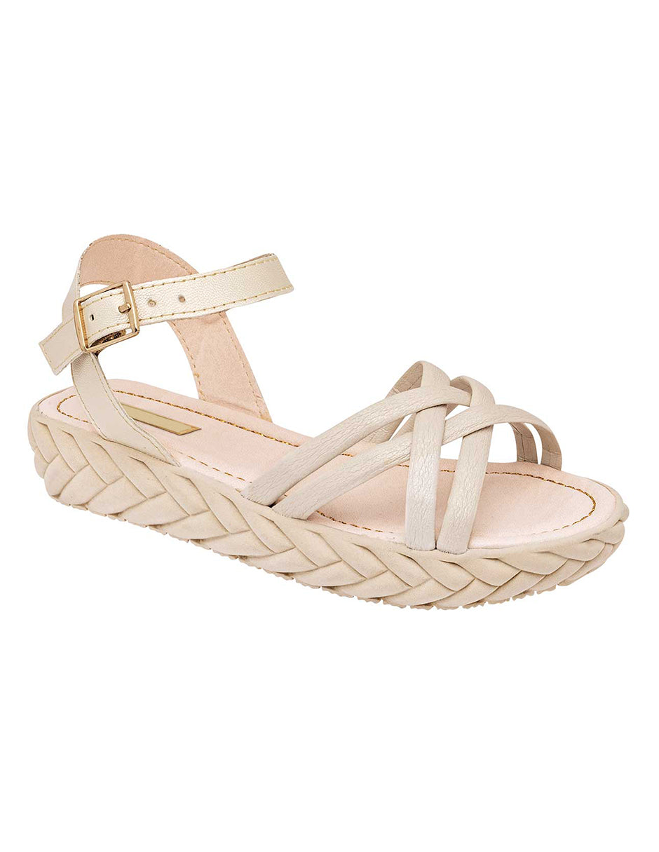 Sandalias de piso Exterior Piel sintética Color Beige  Para Mujer De RBCOLLECTION