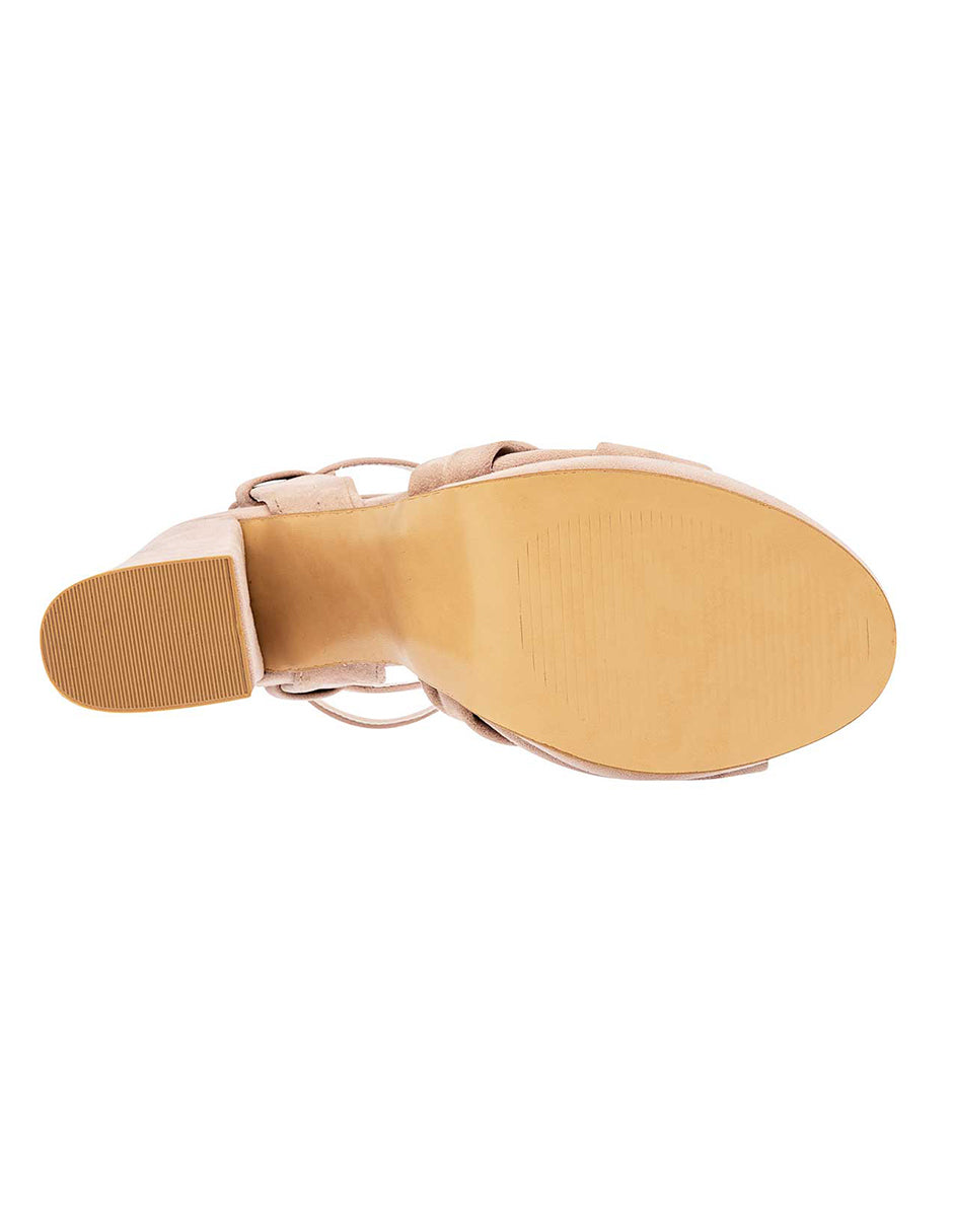 Sandalia con Tacón Exterior Textil Color Rosa  Para Mujer De RBCOLLECTION