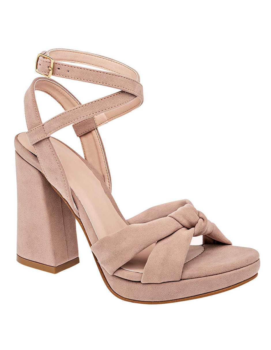 Sandalia con Tacón Exterior Textil Color Rosa  Para Mujer De RBCOLLECTION