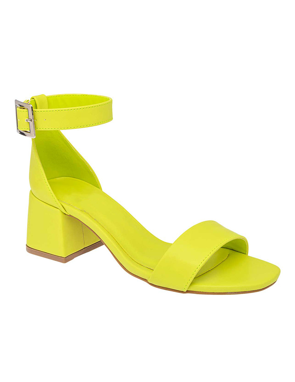 Sandalia con Tacón Exterior Piel sintética Color Amarillo Para Mujer De CLASBEN