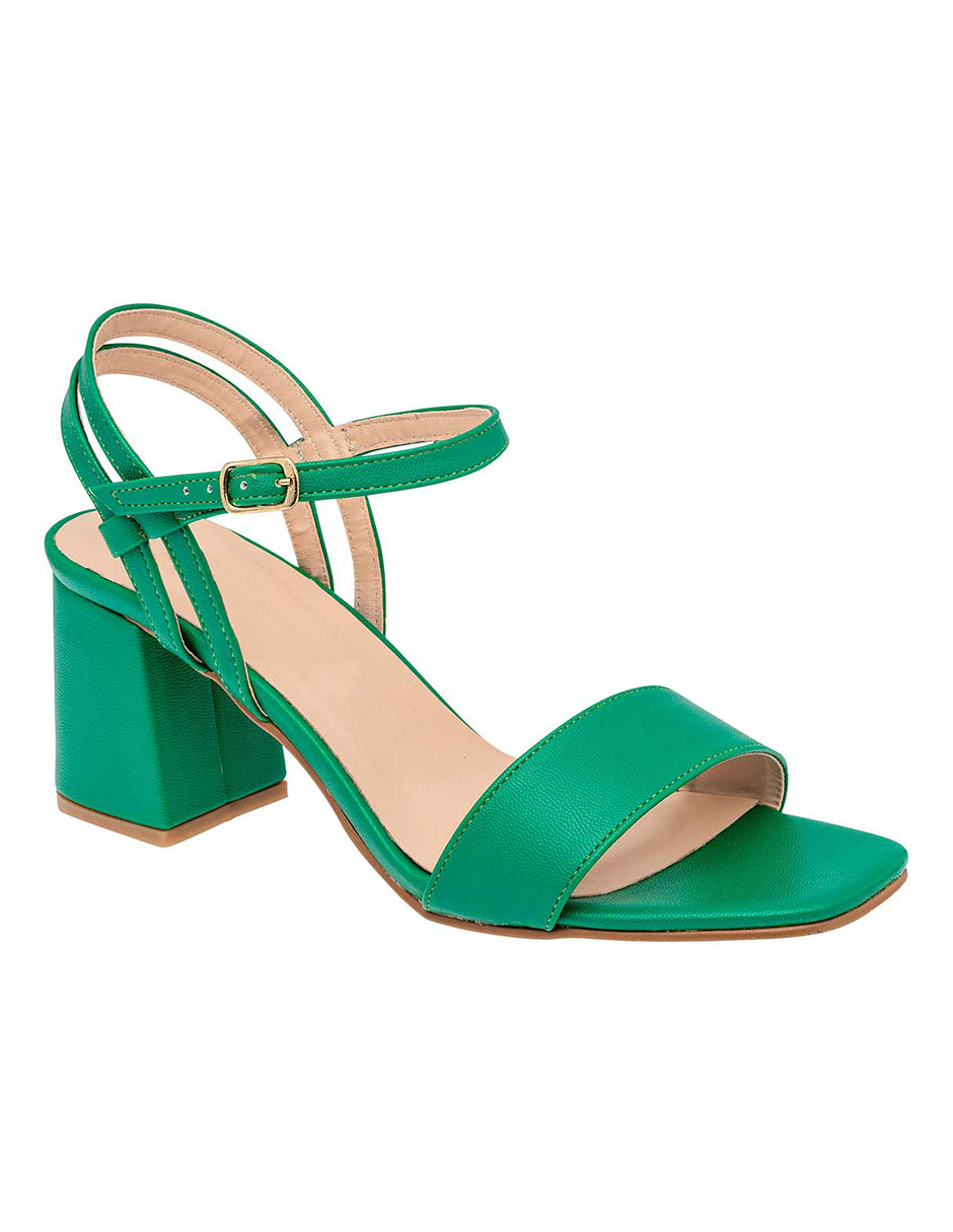 Sandalia con Tacón Exterior Piel sintética Color Verde Para Mujer De RBCOLLECTION