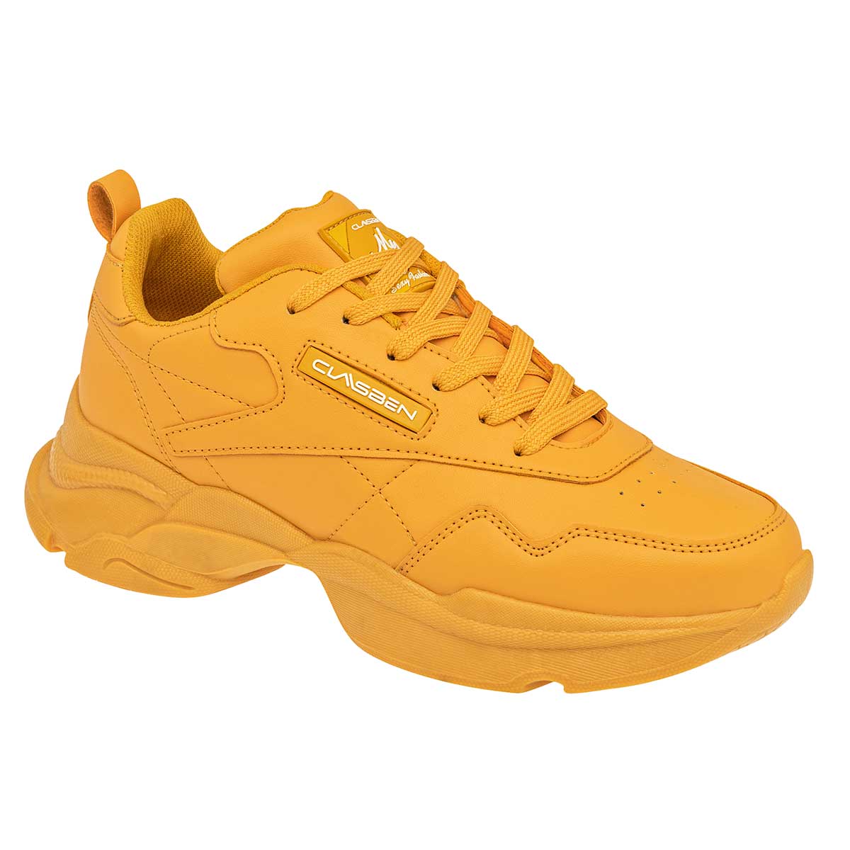 Tenis tipo Deportivo Exterior Sintético Color Amarillo Para Mujer De Clasben