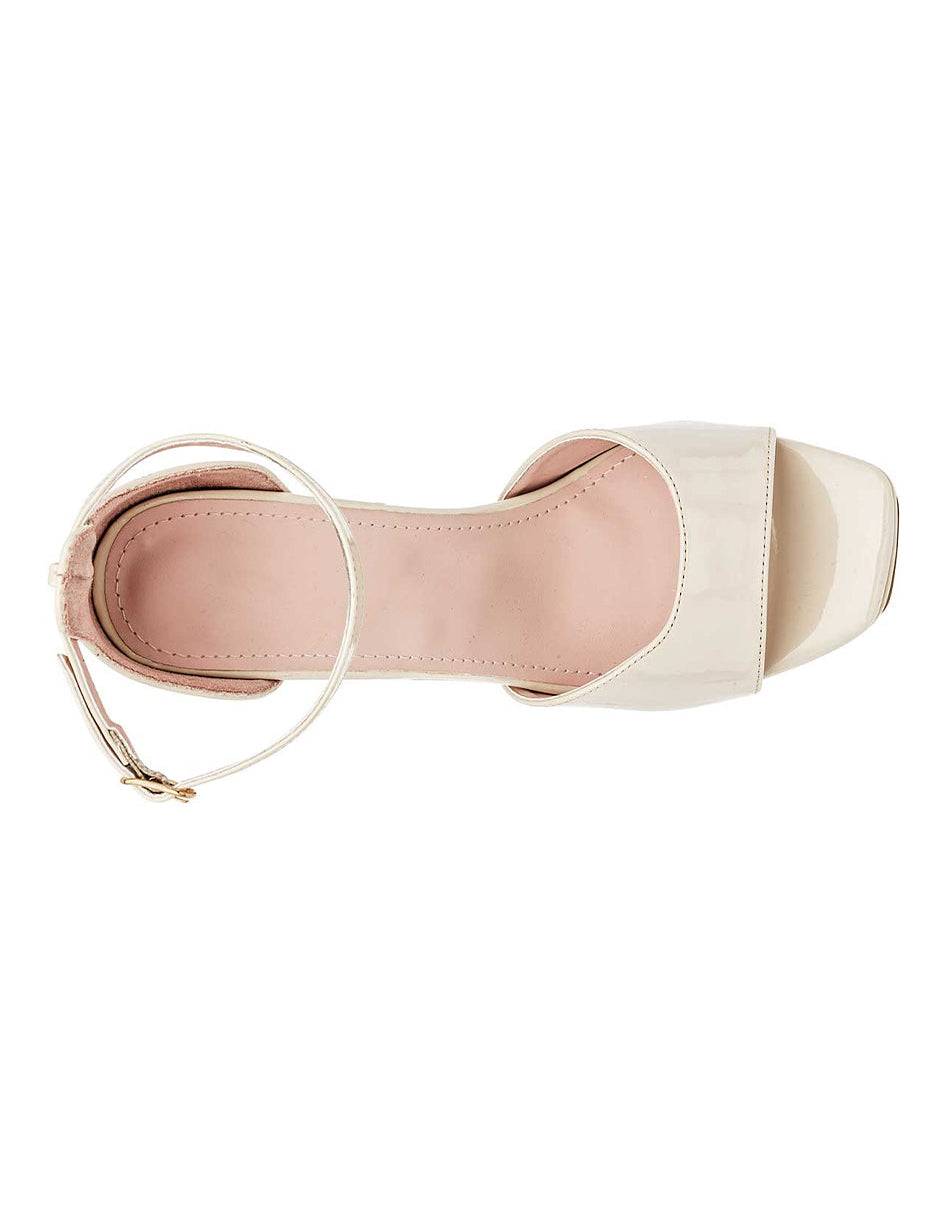 Sandalia con Tacón Exterior Piel sintética Color Beige  Para Mujer De RBCOLLECTION