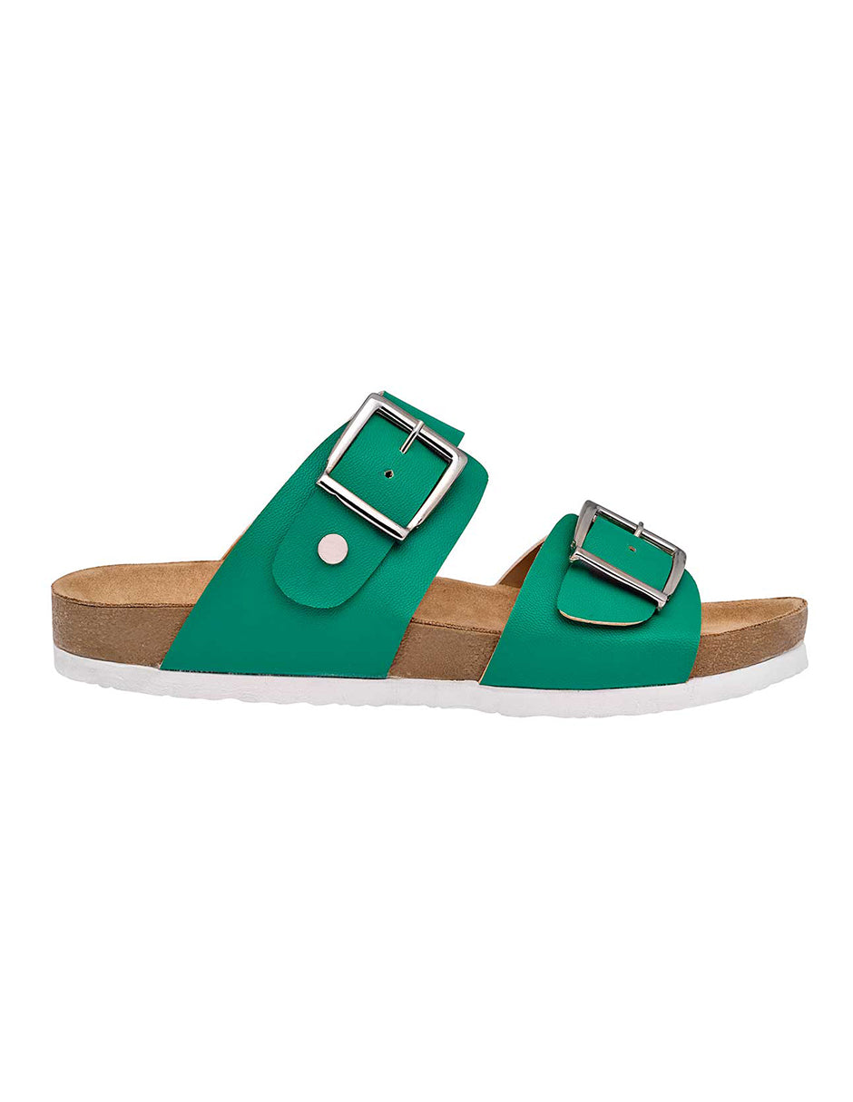 Sandalias de piso Exterior Piel sintética Color Verde Para Mujer De RBBASICS