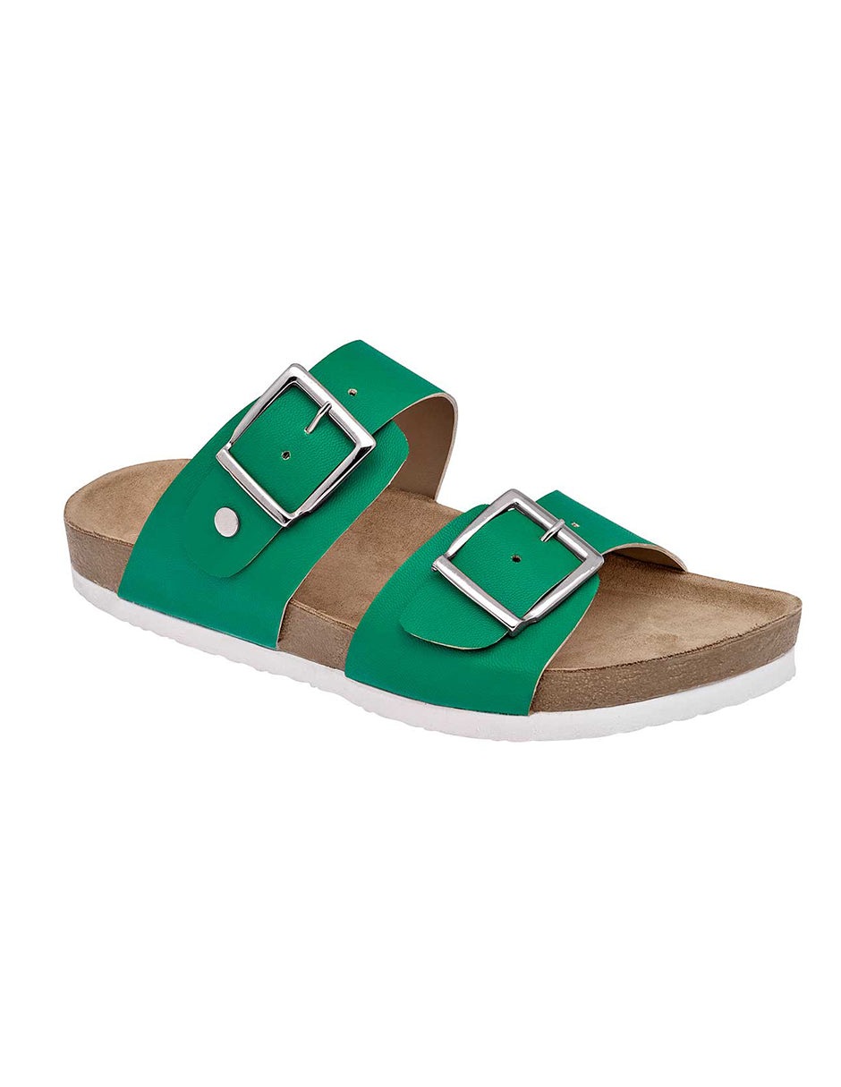 Sandalias de piso Exterior Piel sintética Color Verde Para Mujer De RBBASICS