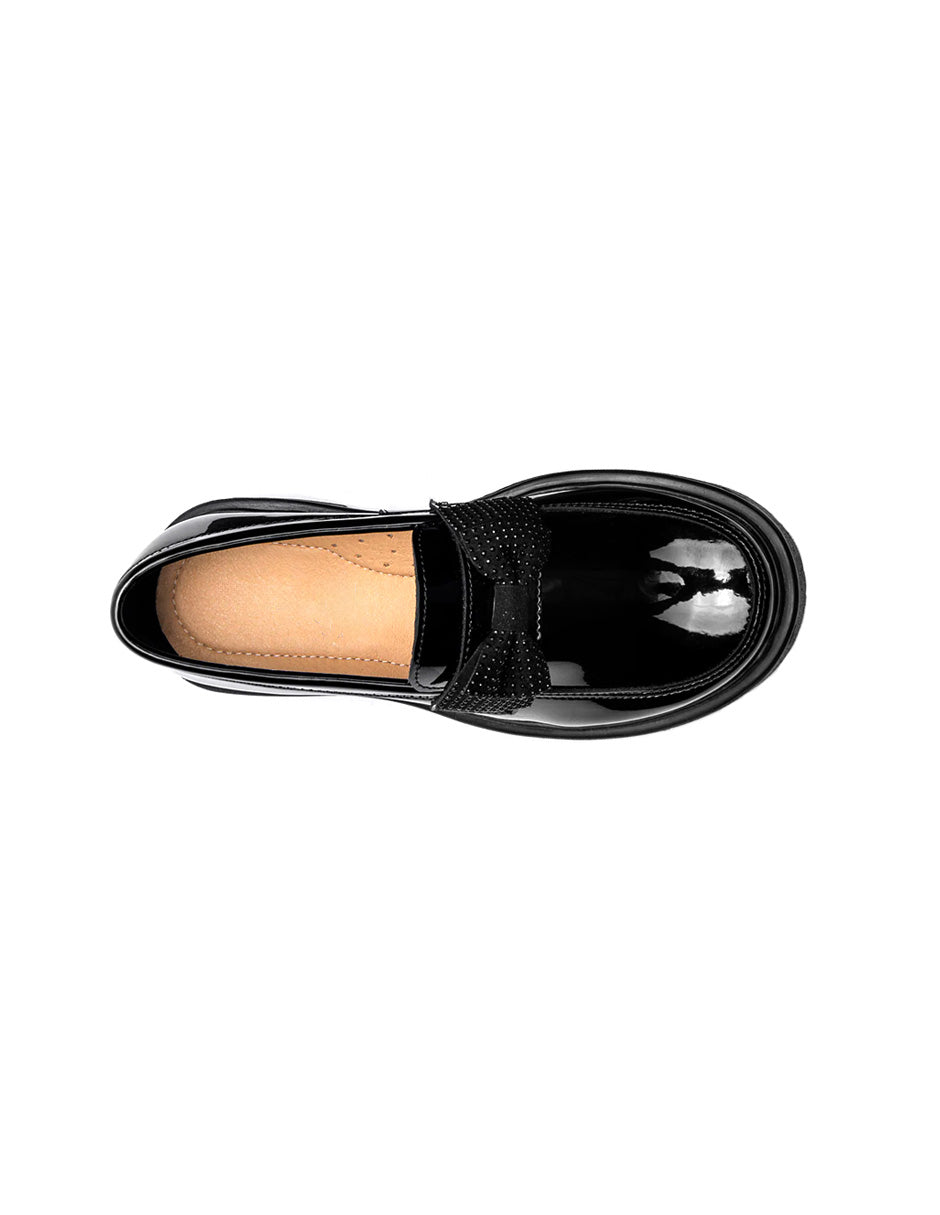 Mocasines Exterior Sintético Color Negro De Charol Para Mujer De RBCOLLECTION