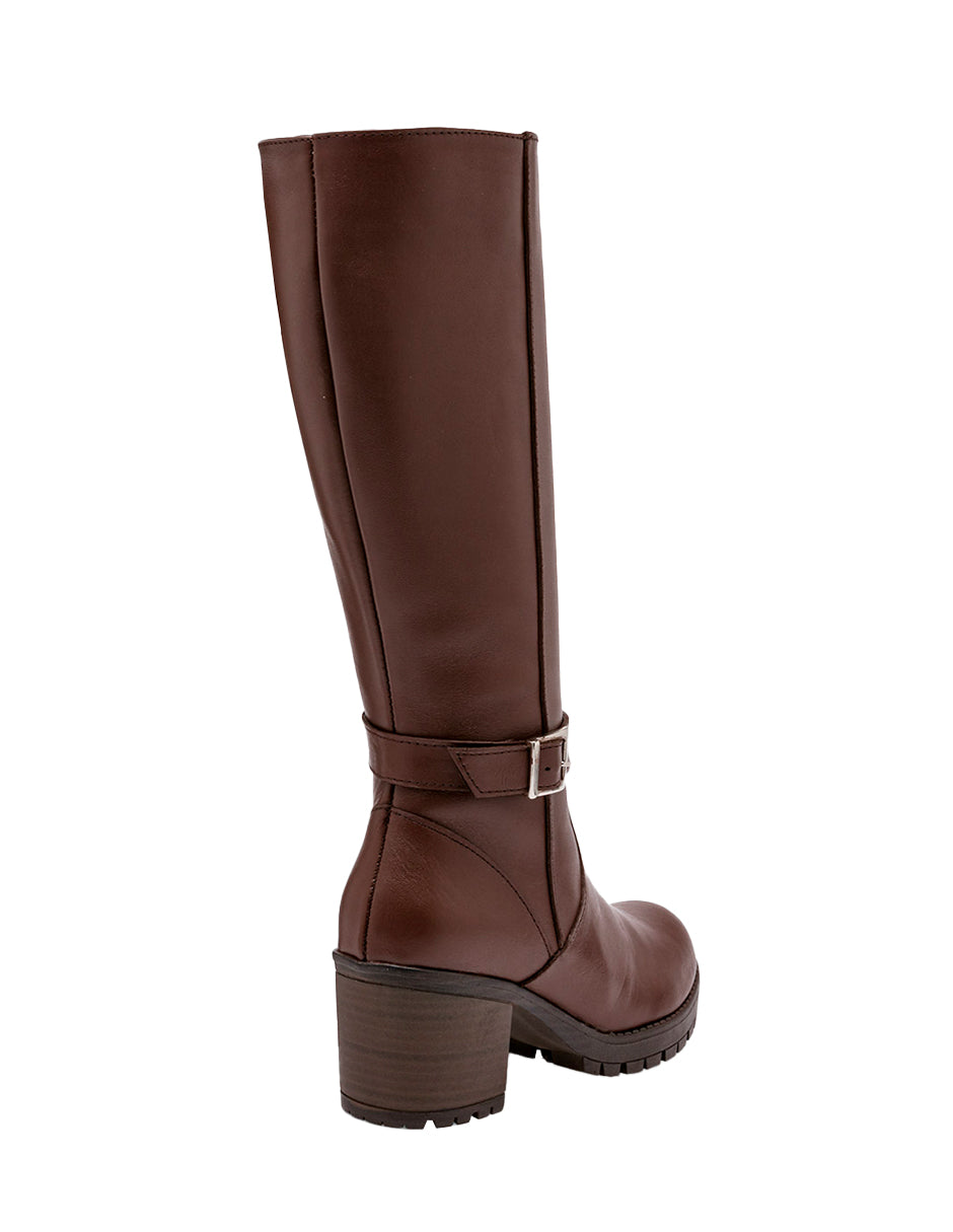 Botas altas Exterior Sintético Color Café Para Mujer De RBCOLLECTION