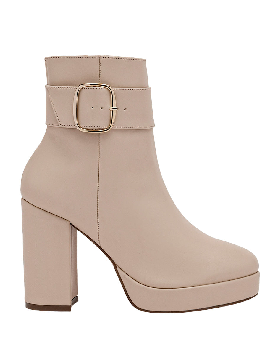 Botín con tacón Exterior Textil Color Beige Para Mujer De RBCOLLECTION