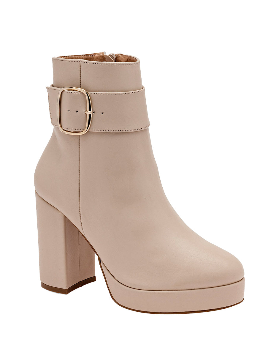 Botín con tacón Exterior Textil Color Beige Para Mujer De RBCOLLECTION