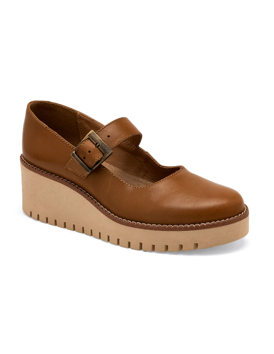 Mary jane Exterior Piel Color Camel Para Mujer De RBCOLLECTION