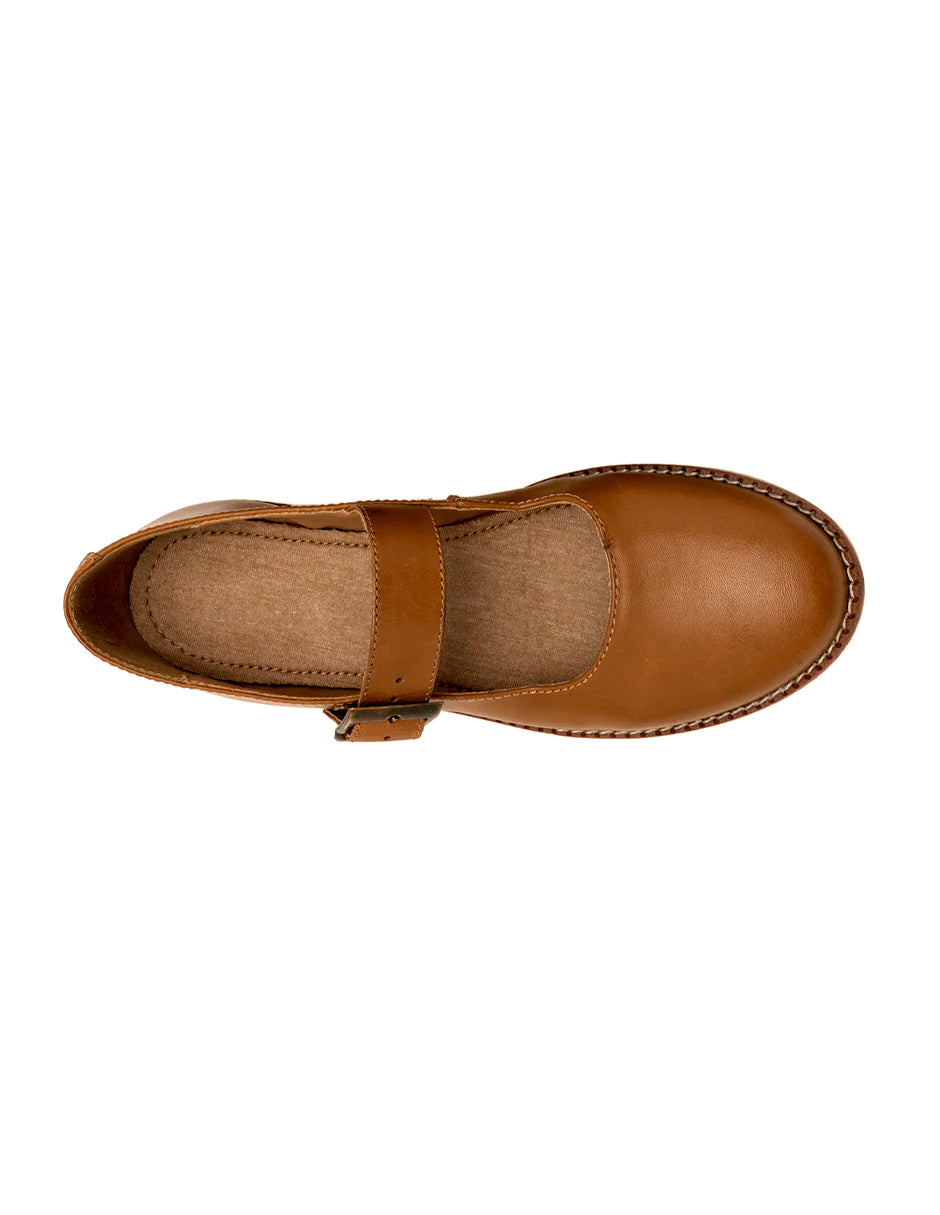 Mary jane Exterior Piel Color Camel Para Mujer De RBCOLLECTION