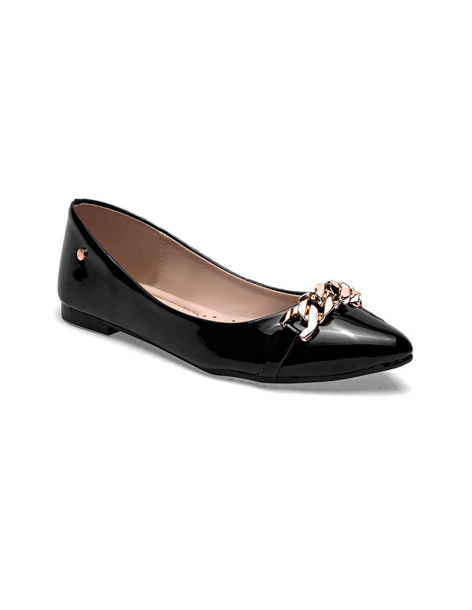 Flats puntales Exterior Sintético Color Negro De Charol Para Mujer De RBCOLLECTION