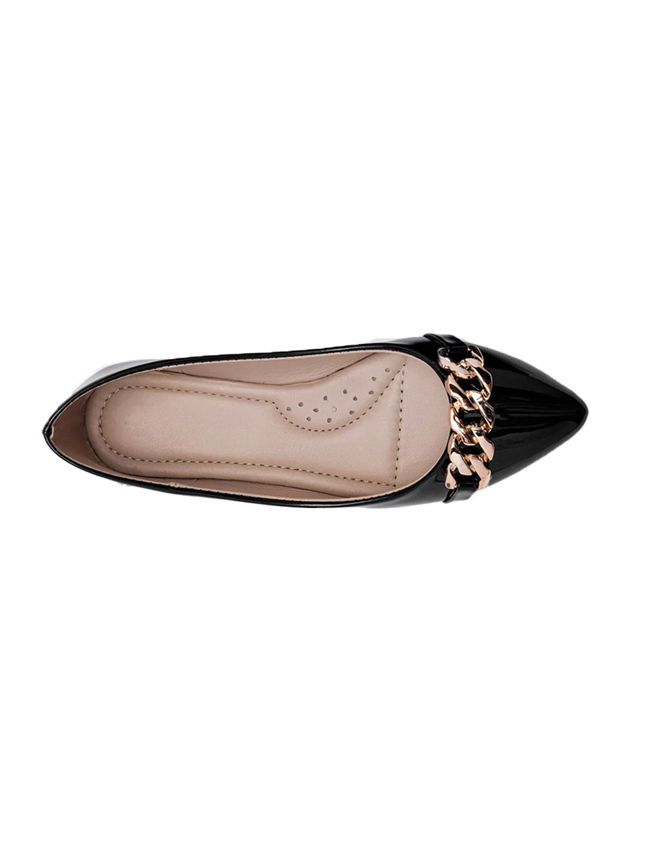 Flats puntales Exterior Sintético Color Negro De Charol Para Mujer De RBCOLLECTION