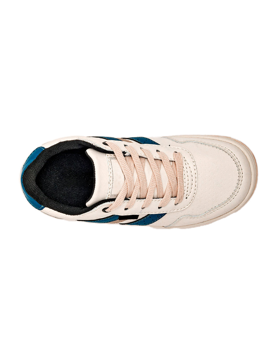 Tenis tipo deportivo Exterior Sintético Color Beige Con Marino Para Hombre De RBCOLLECTION