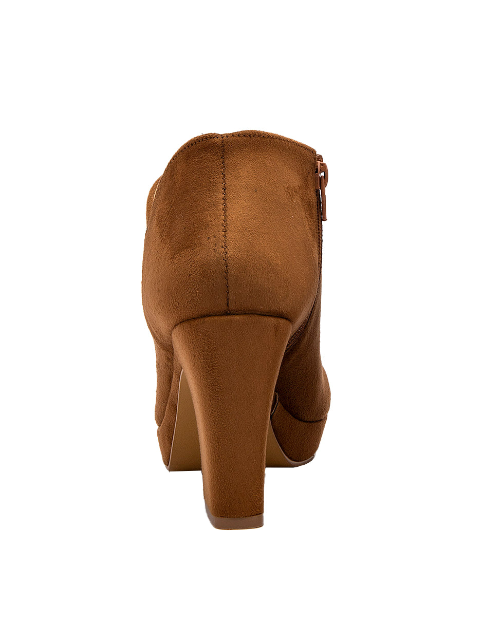 Botín con tacón Exterior Textil Color Camel Para Mujer De RBCOLLECTION