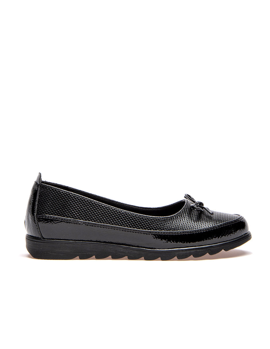 Mocasines Exterior Sintético Color Negro De Charol Para Mujer De RBCOLLECTION