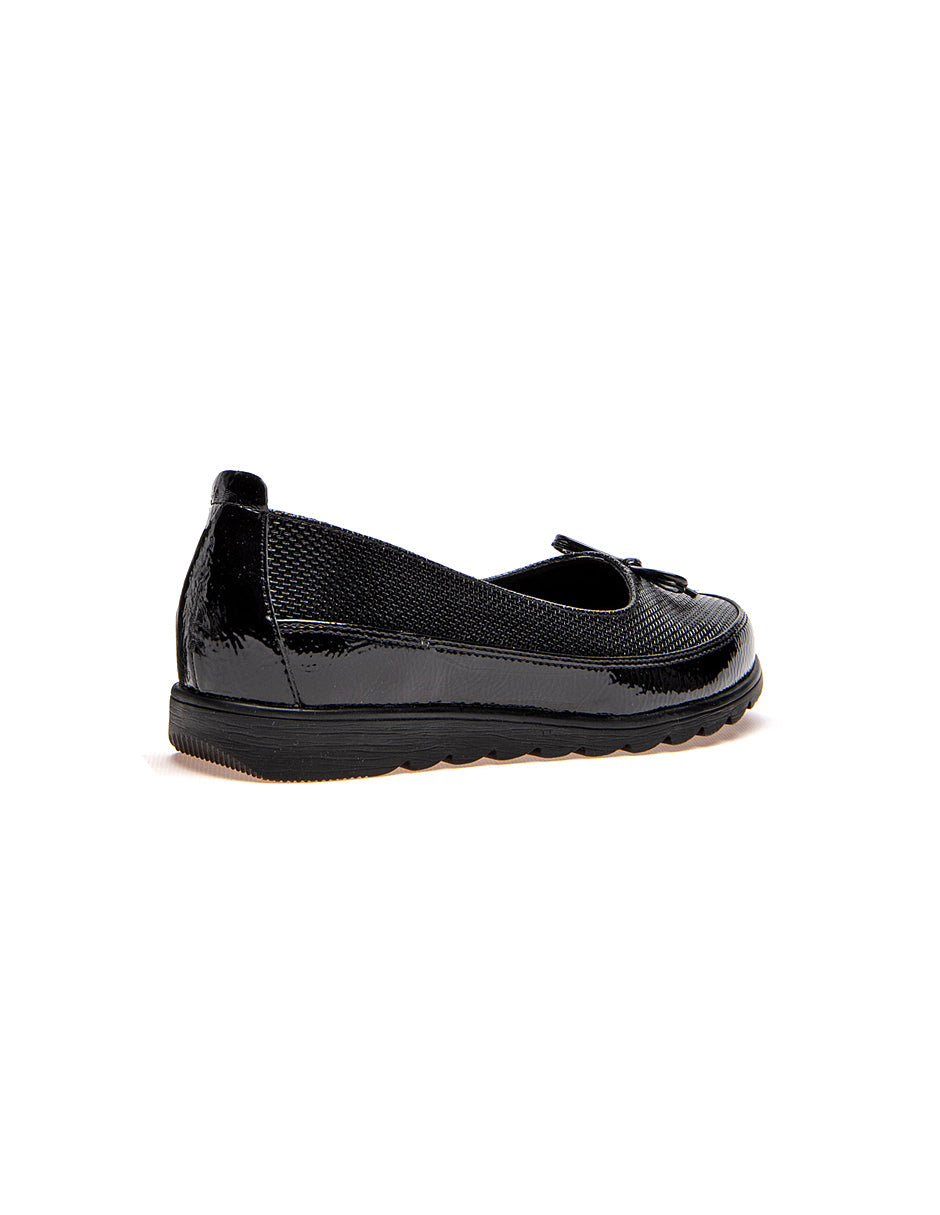 Mocasines Exterior Sintético Color Negro De Charol Para Mujer De RBCOLLECTION