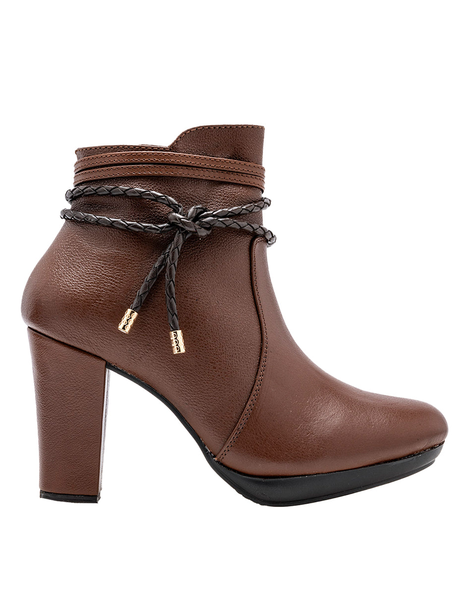 Botín con tacón Exterior Textil Color Camel Para Mujer De RBCOLLECTION