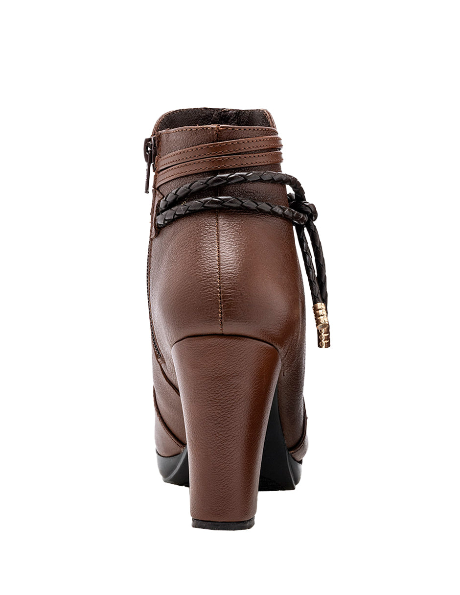 Botín con tacón Exterior Textil Color Camel Para Mujer De RBCOLLECTION