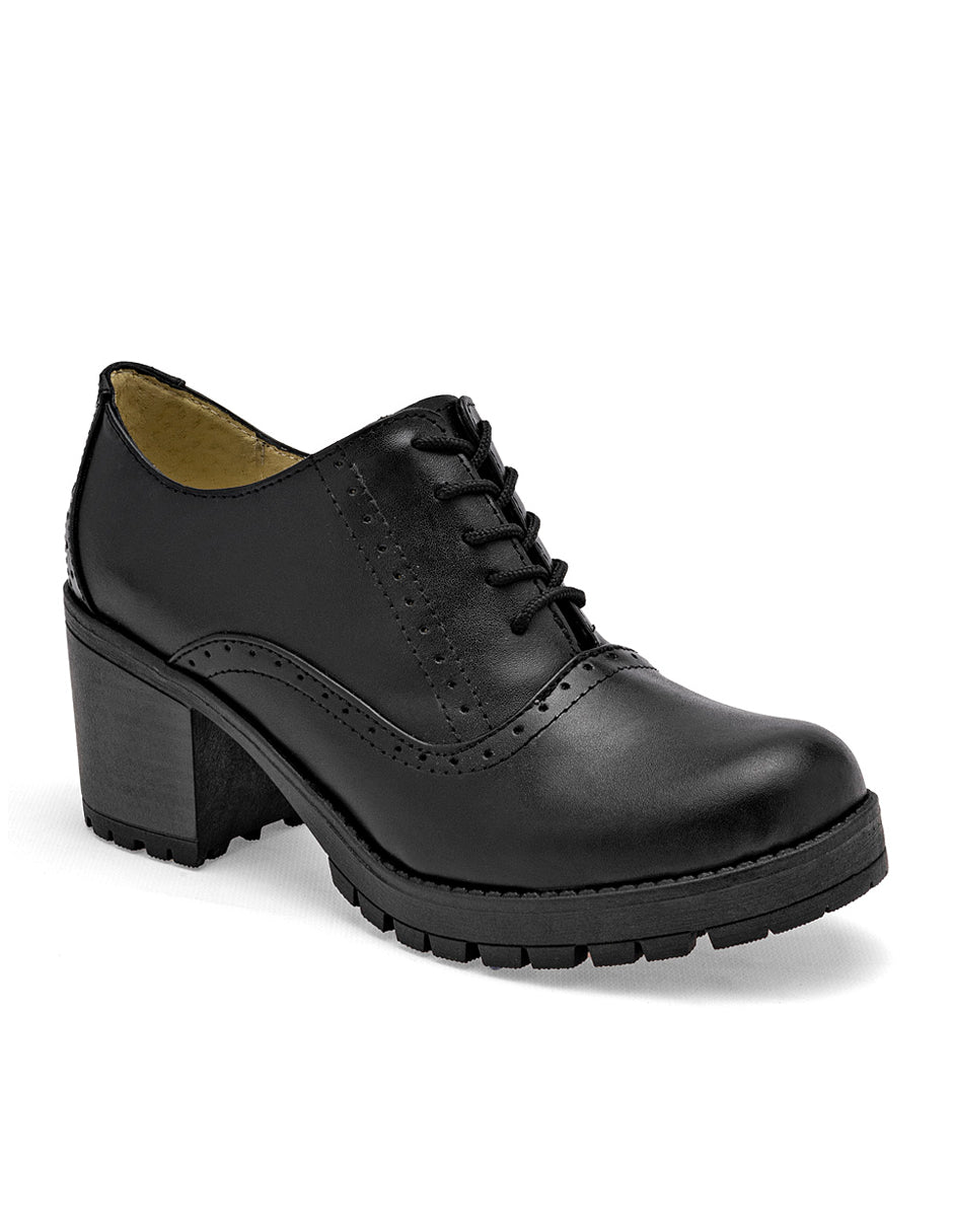 Oxfords Exterior Piel Color Negro Para Mujer De RBCOLLECTION