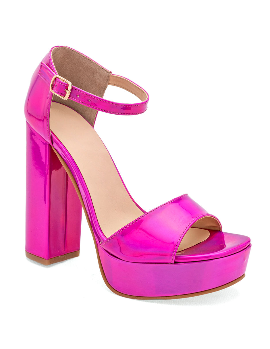 Sandalia con Tacón Exterior Sintético Color Rosa Para Mujer De RBCOLLECTION