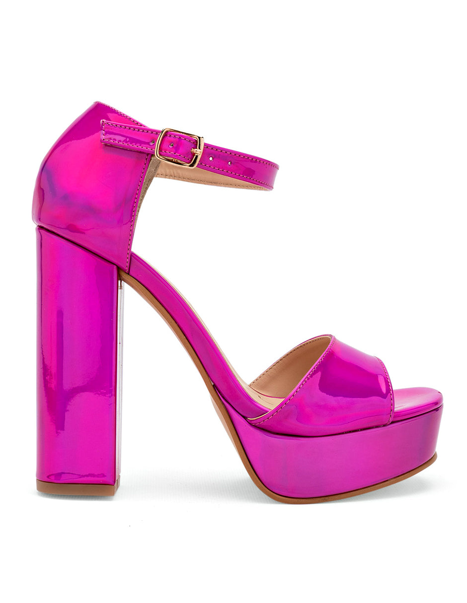 Sandalia con Tacón Exterior Sintético Color Rosa Para Mujer De RBCOLLECTION