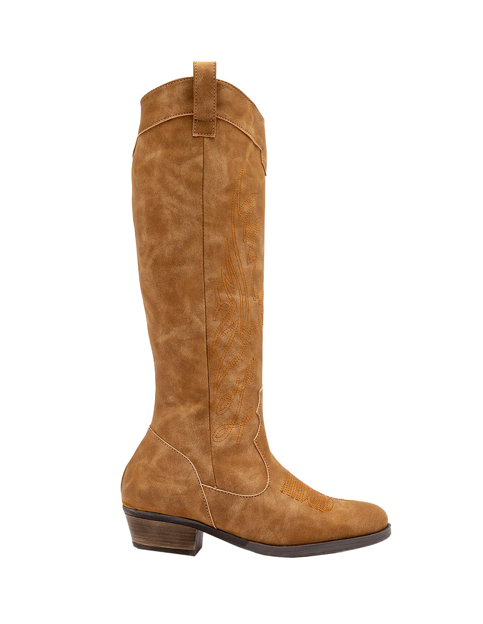 Botas tipo western Exterior Textil Color Café Para Mujer De RBCOLLECTION