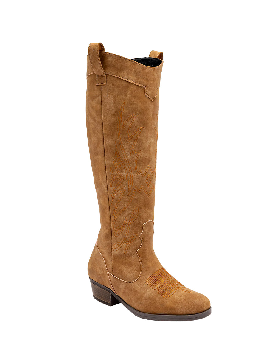 Botas tipo western Exterior Textil Color Café Para Mujer De RBCOLLECTION