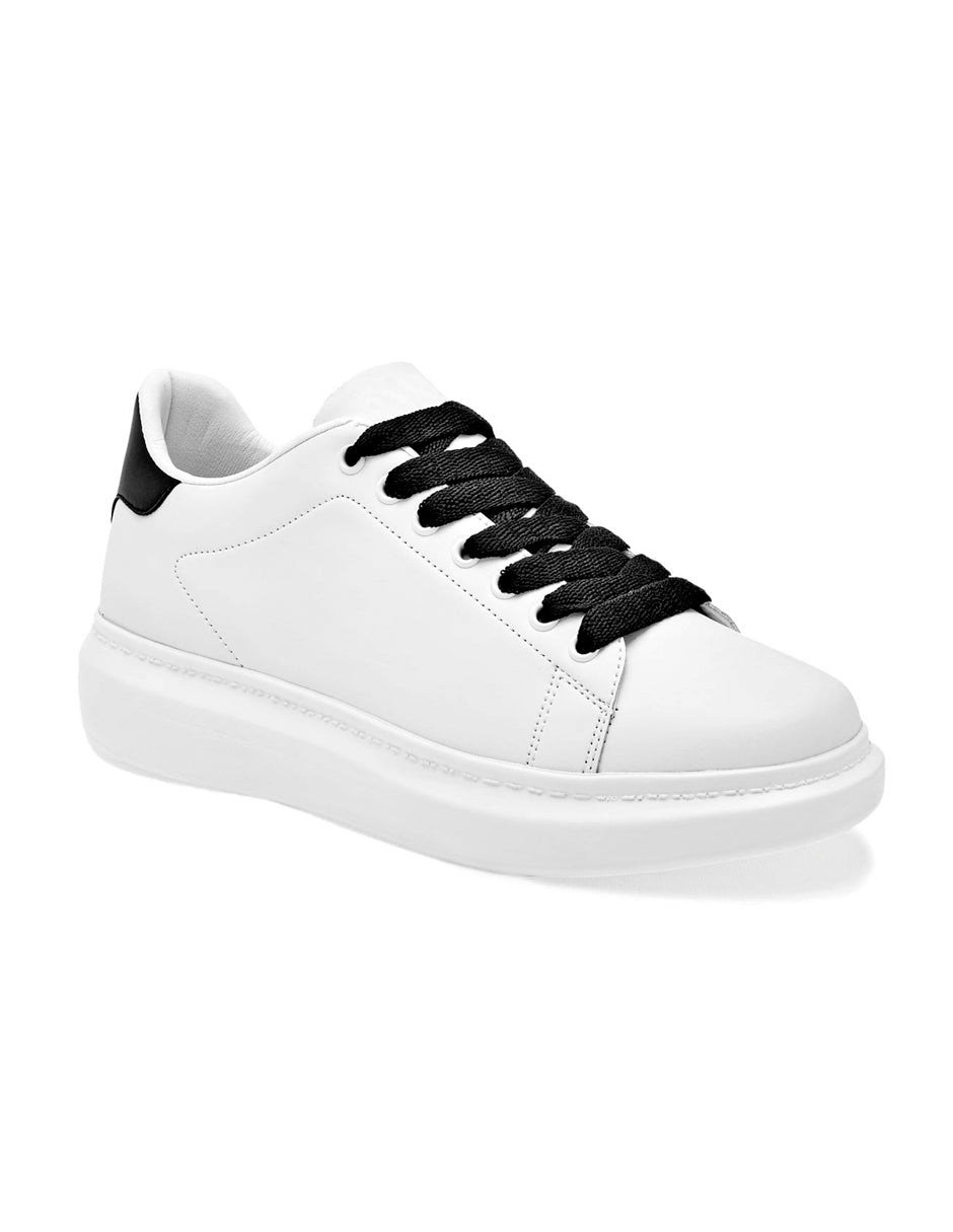 Tenis con cordones Exterior Sintético Color Blanco Negro Para Hombre De RBCOLLECTION