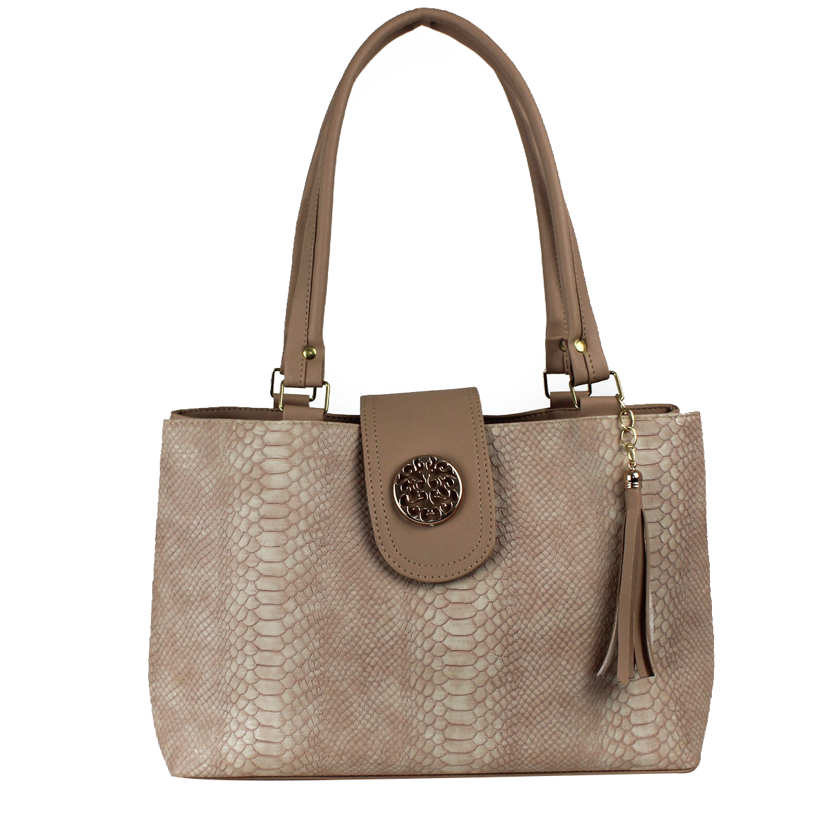 Bolsa Amplia Tipo Tote con Doble Compartimento Para Mujer Color Beige