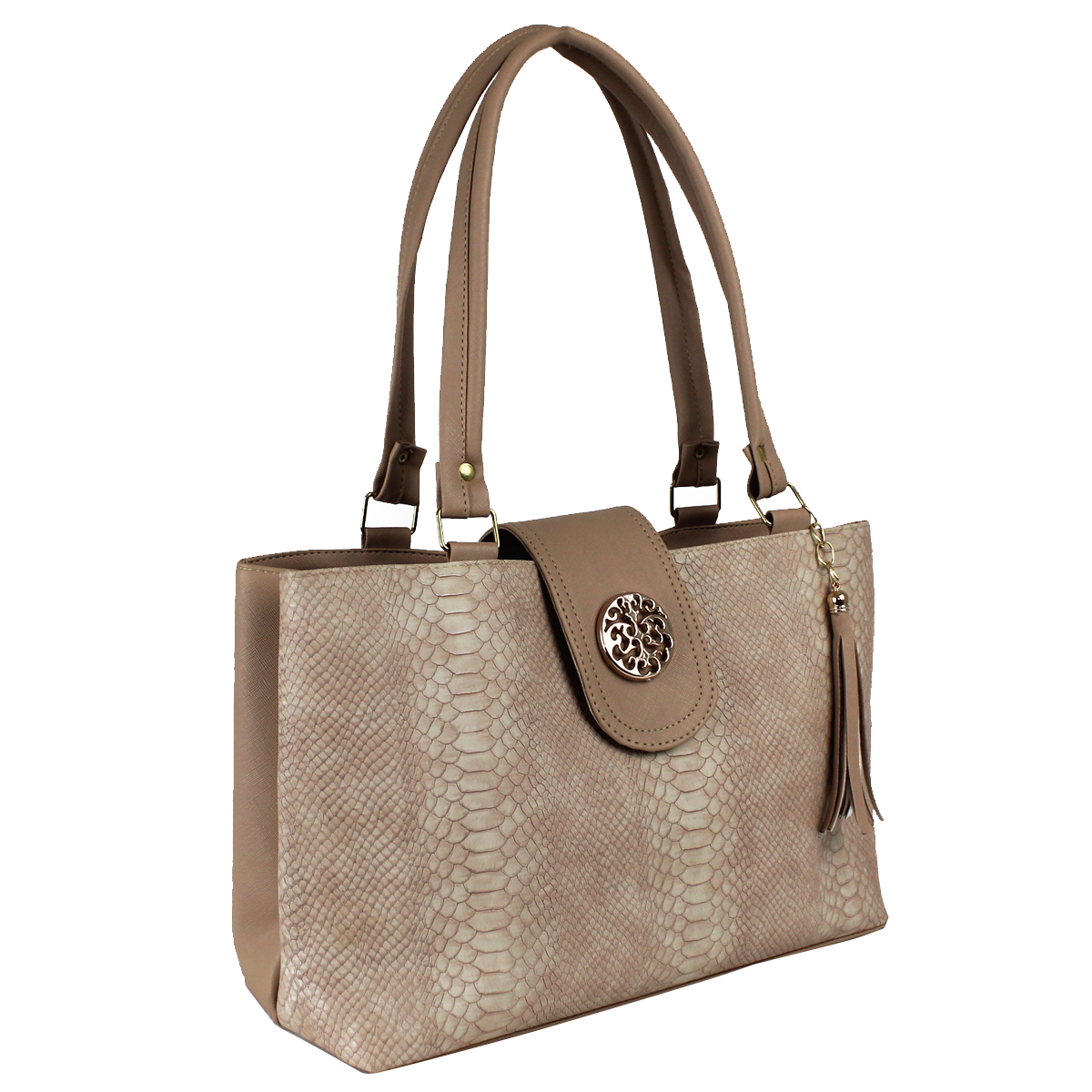 Bolsa Amplia Tipo Tote con Doble Compartimento Para Mujer Color Beige